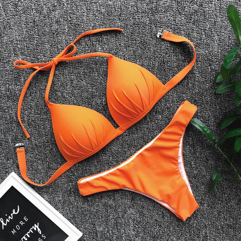 Onyx Noir Halter Bikini – Timeless Gold-Accent Two-Piece