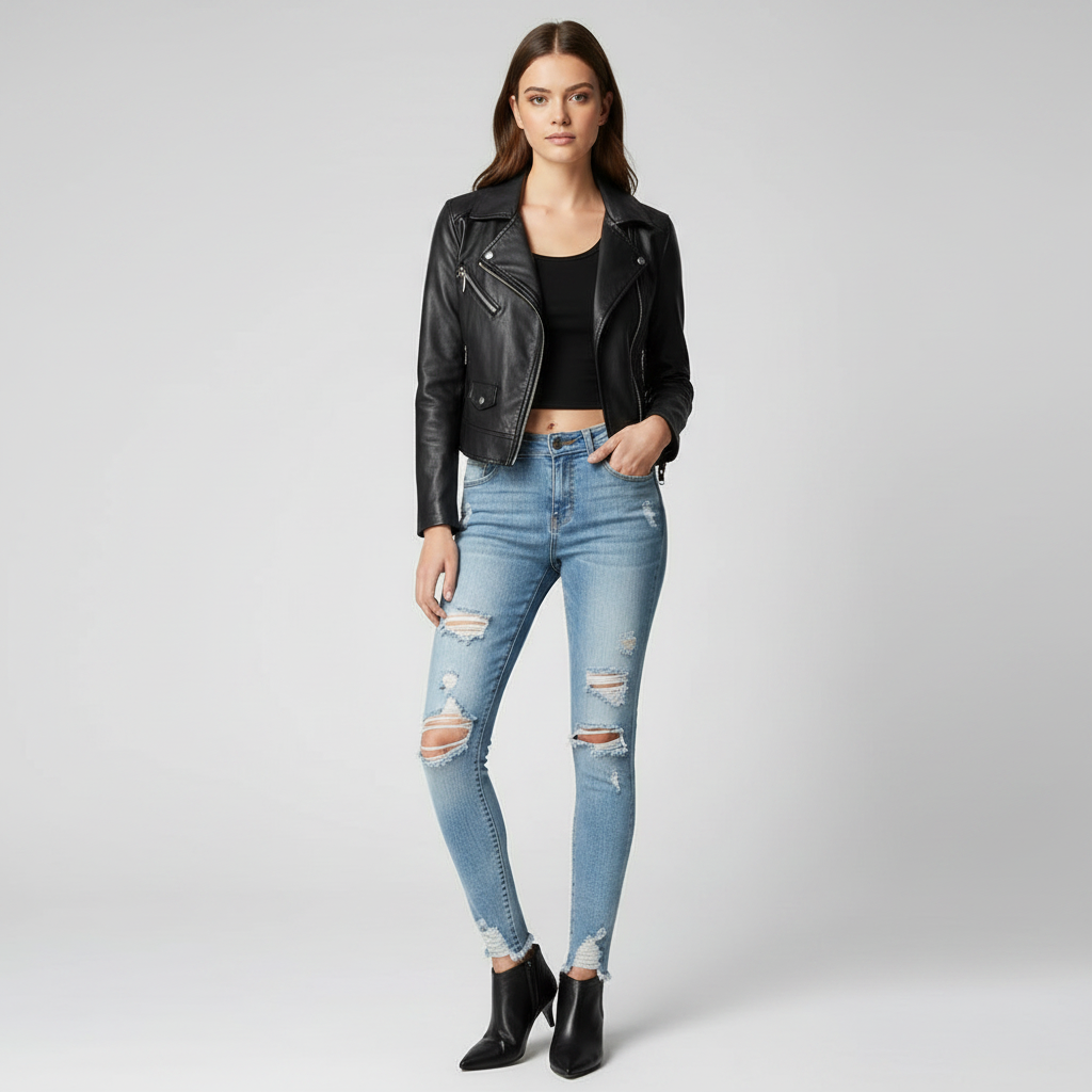 The Manhattan High-Rise Distressed Skinny Jeans | Maison De Glow