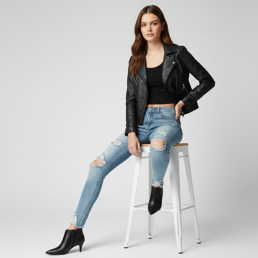 The Manhattan High-Rise Distressed Skinny Jeans | Maison De Glow