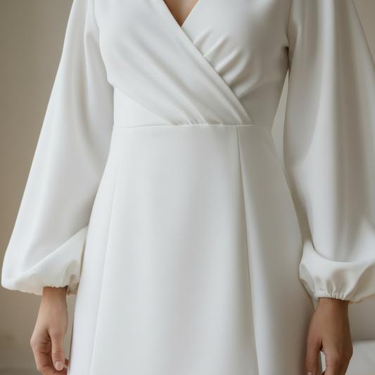 The Genevieve Long-Sleeve Wrap Midi Dress | Maison De Glow