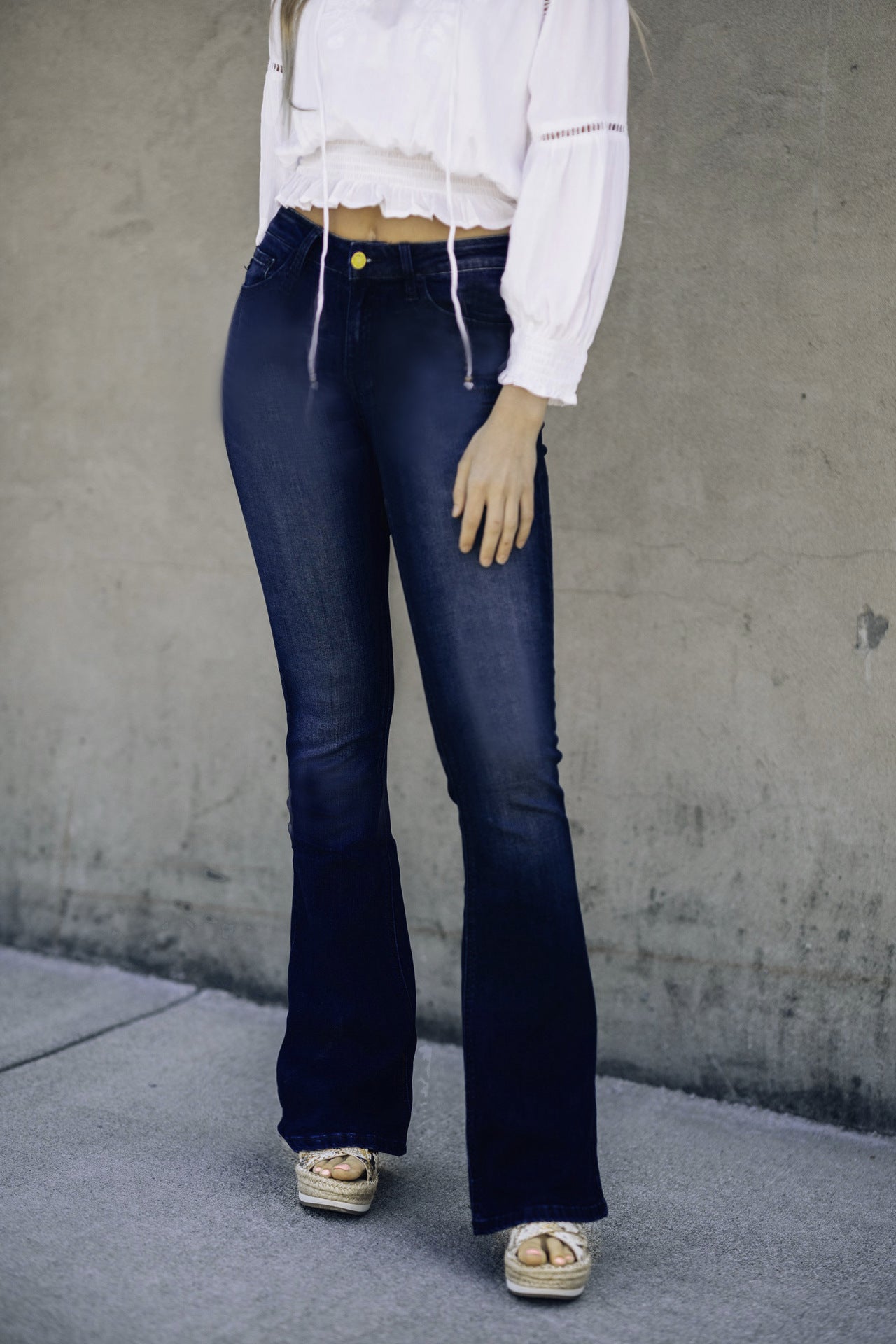 The Sierra High-Rise Dark Wash Flare Jeans | Maison De Glow