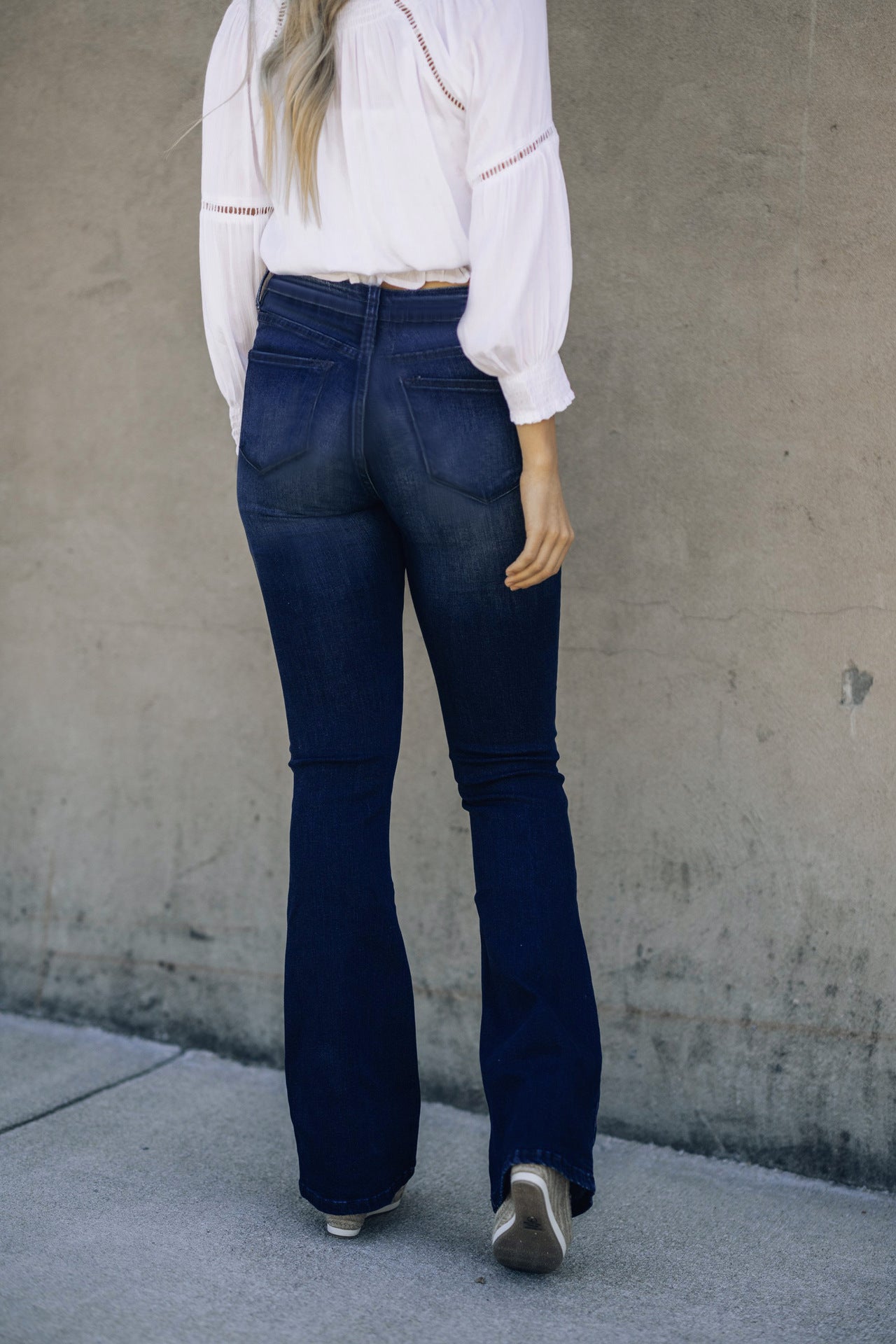 The Sierra High-Rise Dark Wash Flare Jeans | Maison De Glow