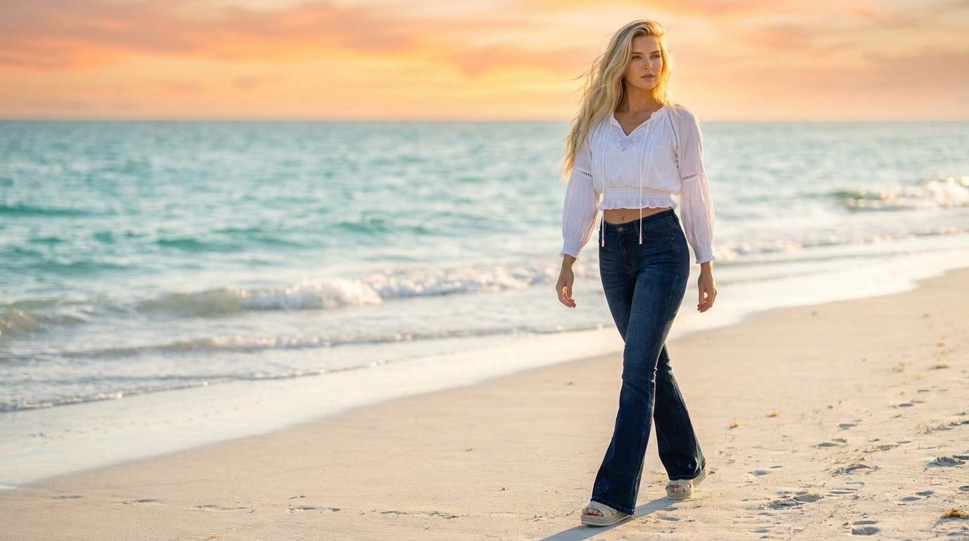 The Sierra High-Rise Dark Wash Flare Jeans | Maison De Glow