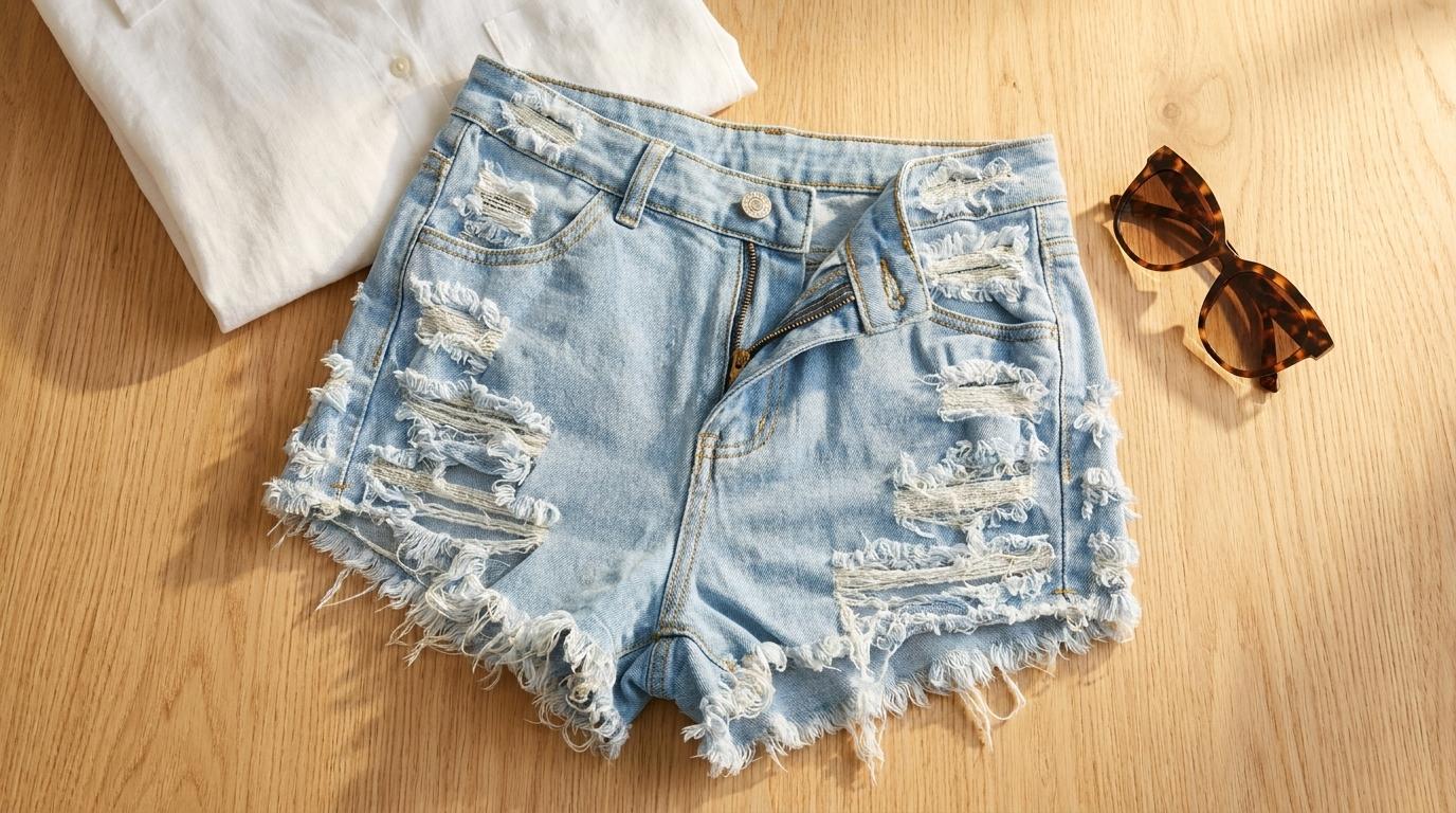 The Venice Ultra-Distressed High-Rise Denim Shorts | Maison De Glow