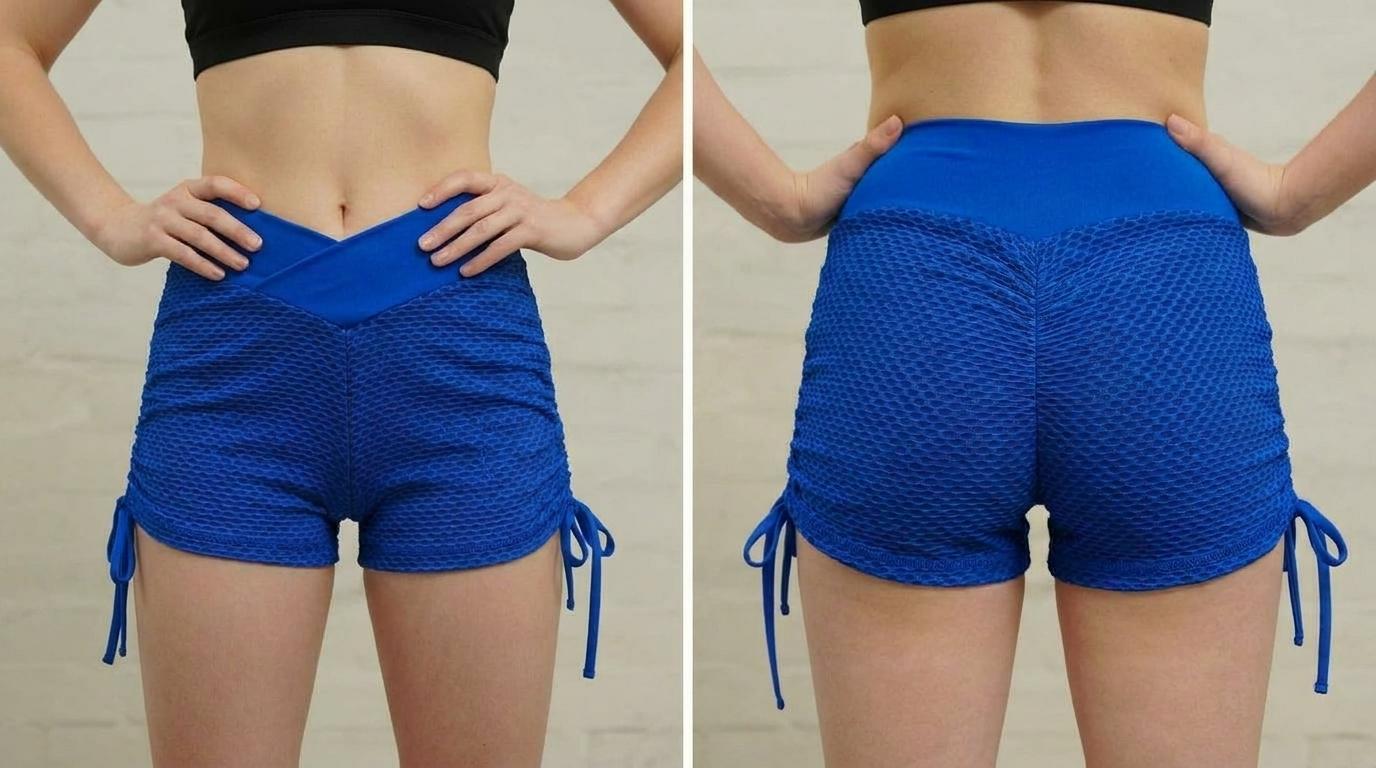 The V-Sculpt Honeycomb Ruched Active Shorts | Maison De Glow