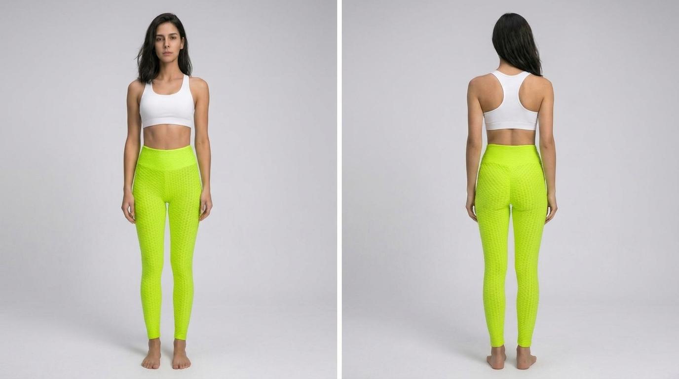 Sculpt & Lift High-Waist Textured Leggings - Neon Lime | Anti-Cellulite Booty Lift