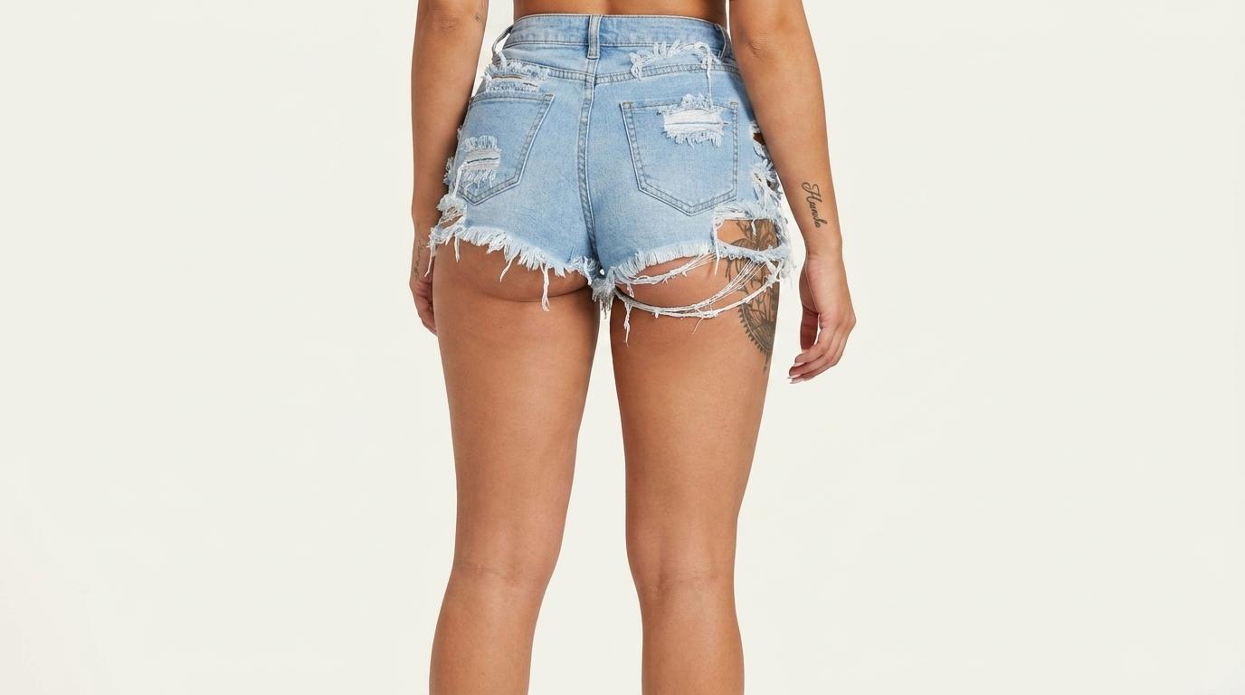 The Venice Ultra-Distressed High-Rise Denim Shorts | Maison De Glow