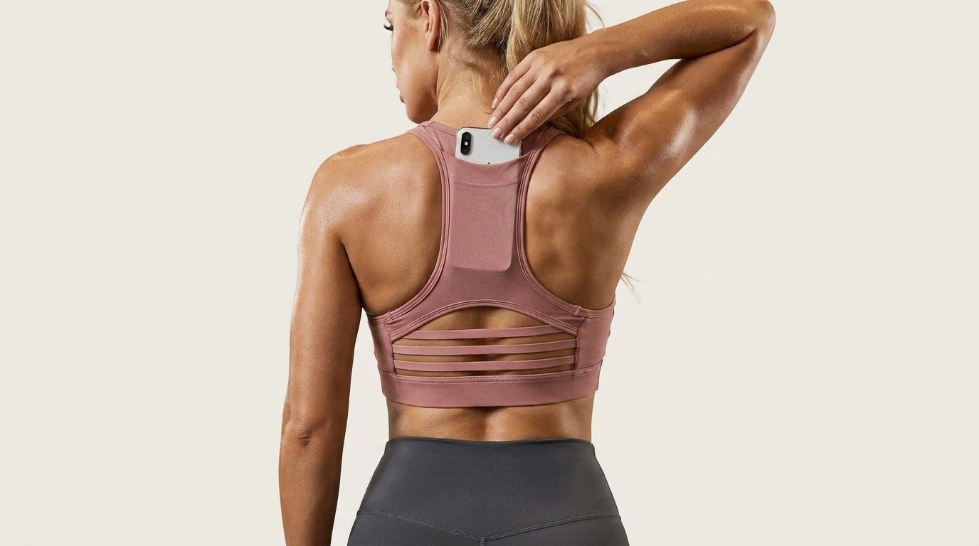 Kinetic Tech Pocket Bra – Mauve High-Impact Racerback