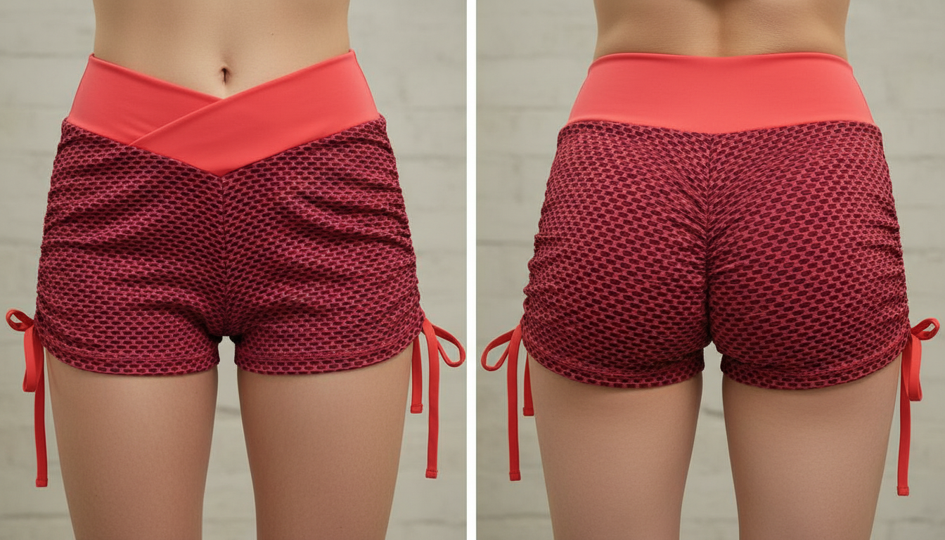 The V-Sculpt Honeycomb Ruched Active Shorts | Maison De Glow