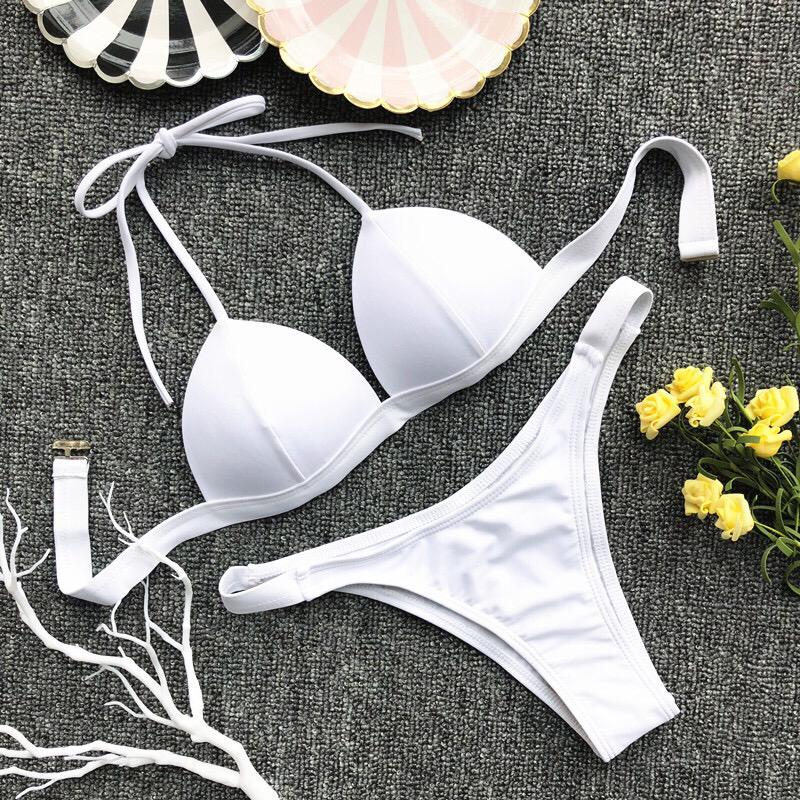 Onyx Noir Halter Bikini – Timeless Gold-Accent Two-Piece