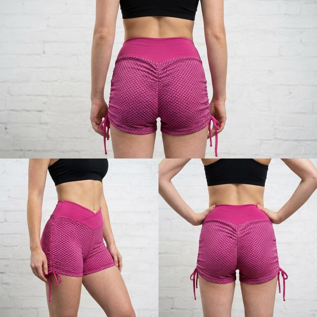 The V-Sculpt Honeycomb Ruched Active Shorts | Maison De Glow