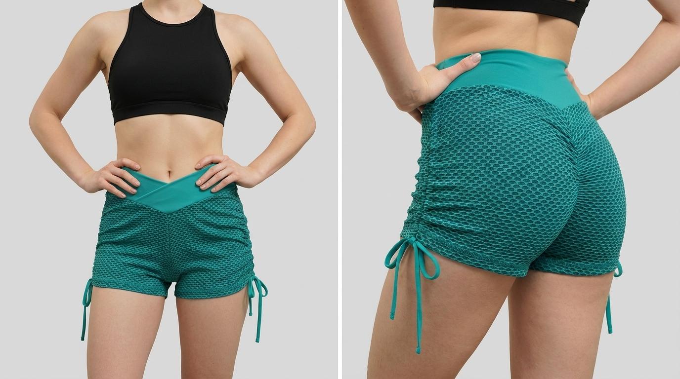 The V-Sculpt Honeycomb Ruched Active Shorts | Maison De Glow