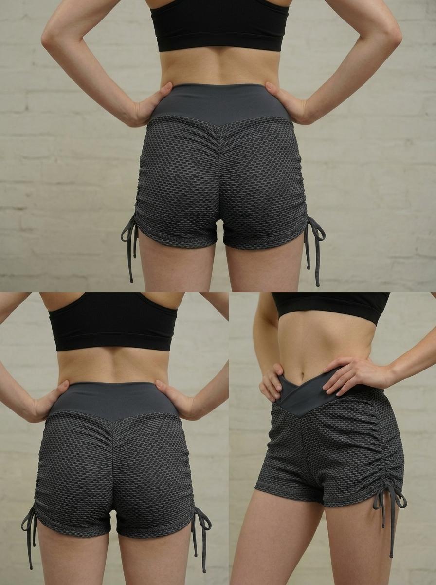 The V-Sculpt Honeycomb Ruched Active Shorts | Maison De Glow