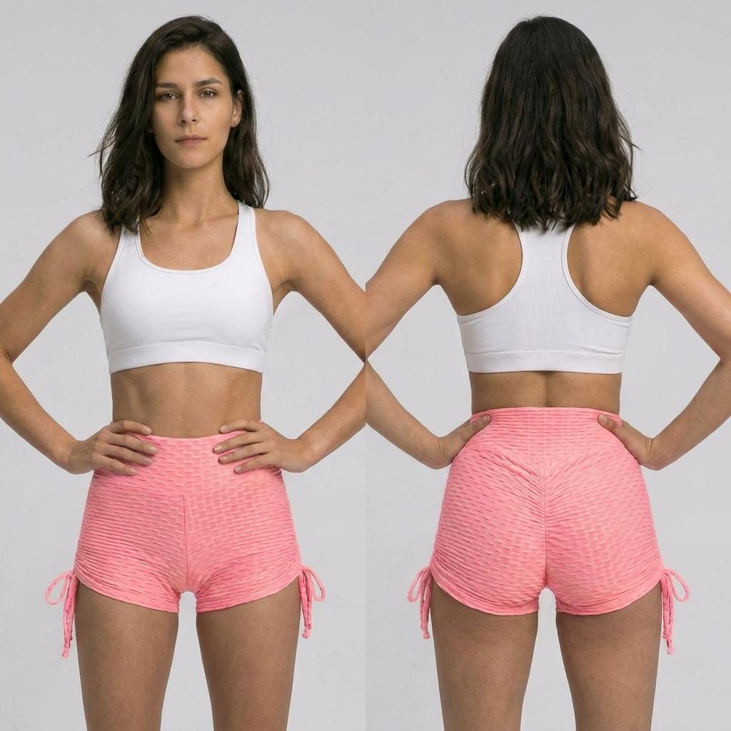 High-Waist Side-Tie Scrunch Butt Shorts - Neon Lime