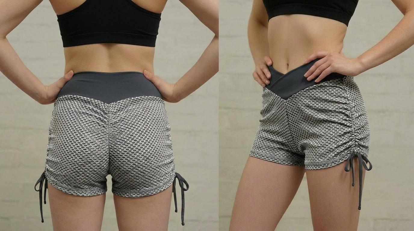 The V-Sculpt Honeycomb Ruched Active Shorts | Maison De Glow