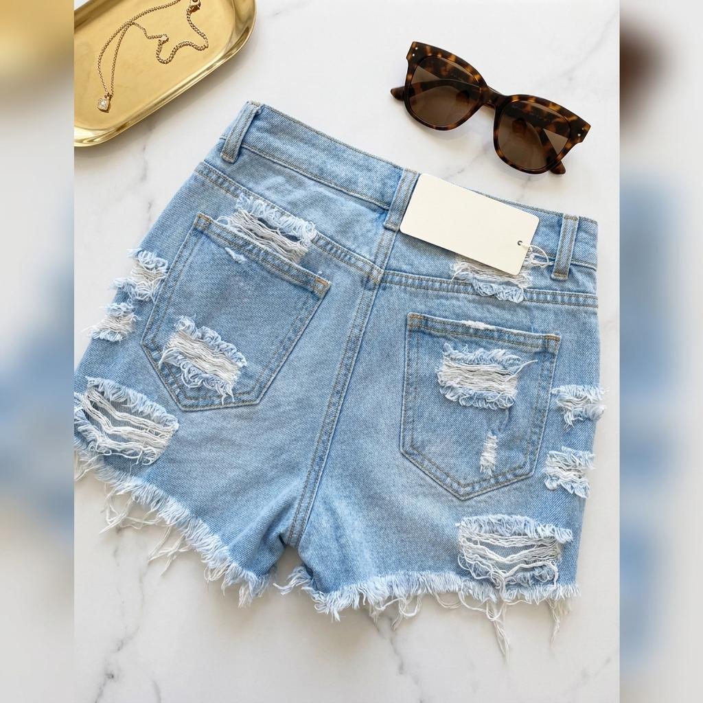 The Venice Ultra-Distressed High-Rise Denim Shorts | Maison De Glow