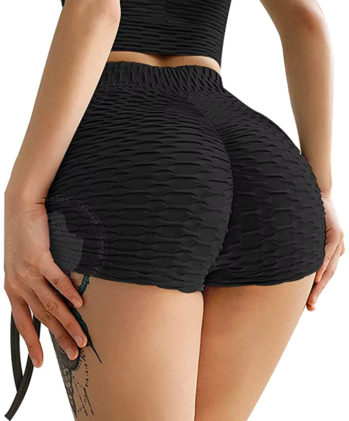 High-Waist Side-Tie Scrunch Butt Shorts - Neon Lime